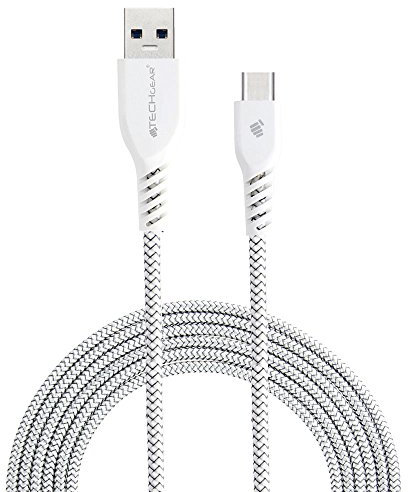 TECHGEAR USB C 2M Long STRONG Durable Braided USB C Charging & Data Sync Cable Compatible for Samsung Tab S6 Lite, A9 Plus/A9/A8/A7/S9/S8/S7 Plus/Ultra, Active 3 4 5 Pro, A15/A14/A35/A55 - White