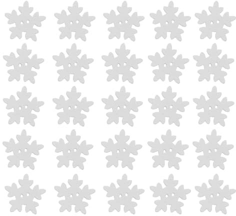 Supvox 50pcs weiße Schneeflocke knöpft sortierte Feiertags-Sammlung Schneeflocken-Knöpfe Verschönerungen