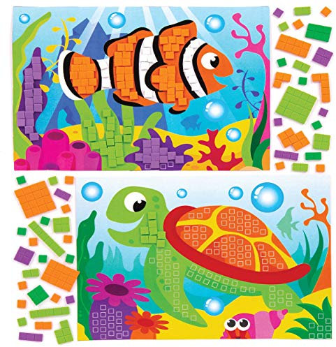 Baker Ross Sealife Mosaic Picture Kits (Pack of 4),Assorted