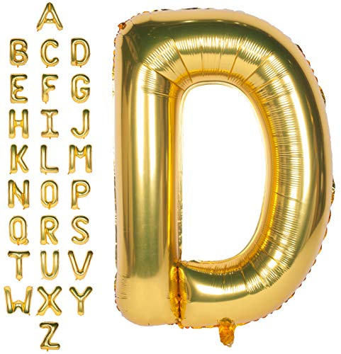 Große Mylar Folie Helium Brief Luftballons 40 Zoll Gold Luftballons Alphabet Buchstaben für Geburtstag Brautdusche Jubiläumsdekorationen(Letter D)