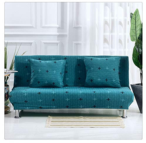 GUOCU Sofabezug ohne armlehne - Sofahusse Stretch Bettcouch Schonbezug Blumendruck,Farbe 4,2 Sitzer(160-185CM)