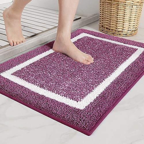 COLOR&GEOMETRY Badteppiche in Standardgröße rutschfest Waschbar- 50 x 75 cm Absorbierende Badvorleger Weiche Badezimmerteppich Badematte für Badezimmer, Dusche, Badewanne, Waschküche (Lila)