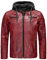 Robuste Lederjacke Kunstleder Bikerjacke mit abnehmbarer Kapuze Rot XXL