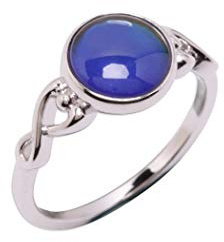 Precious Pieces .925 Sterling Silver Round Mood Ring Changes Colors for Little Girls, Kids, Teenagers, Women or Adults