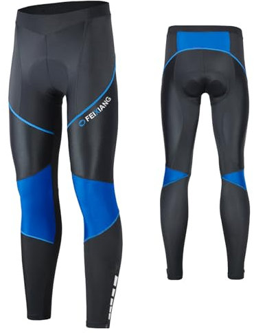 MEETWEE Herren Radlerhose Lange Fahrradhose, Kompression Radhose Leggings Radsport Hose für Männer Elastische Atmungsaktive 3D Schwamm Sitzpolster (Blau-a, XL)