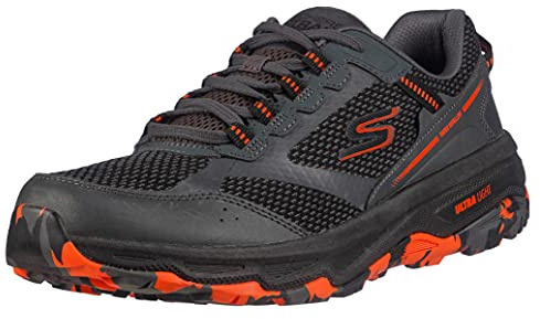 Skechers Men's 220112 Ccor Sneaker, Charcoal Leather Textile Orange Trim, 10.5 UK