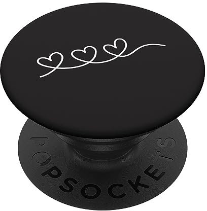 PopSockets Drei Weiße Herzen Liebe Schwarz PopSockets mit austauschbarem PopGrip