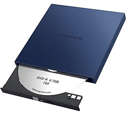 cofi1453 Externes USB CD DVD-Laufwerk CD DVD-Recorder kompatibel mit Laptop PC Notebook grau