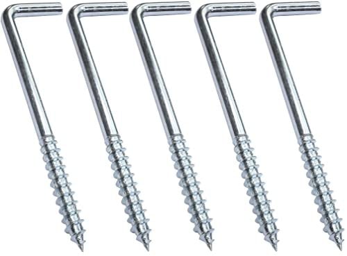 Aerzetix - C47881 - Set di 5 pezzi - gancio a vite tipo L legno - Ø4.2x80mm - acciaio zincato - fai da te - utensili di montaggio/ferramenta