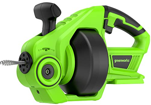 Greenworks 24V Cordless Plumbing Drain Auger / Snake (23-FT / 560 RPM) For Unclogging Sinks, Shower Drains, Toilets, and More! (3/4-2 Pipes), Battery and Charger Not Included