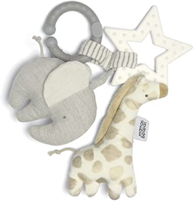 Mamas & Papas Linkie Teething Toy, Welcome To The World, Safari | Soft Plush Textures, Interactive Linkie Attachment, Gentle Rattle Sounds, Multi-Sensory Animal Design, Child-Friendly
