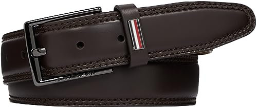 Tommy Hilfiger Herren Gürtel Business 3,5 cm Ledergürtel, Braun (Coffee Bean), 110