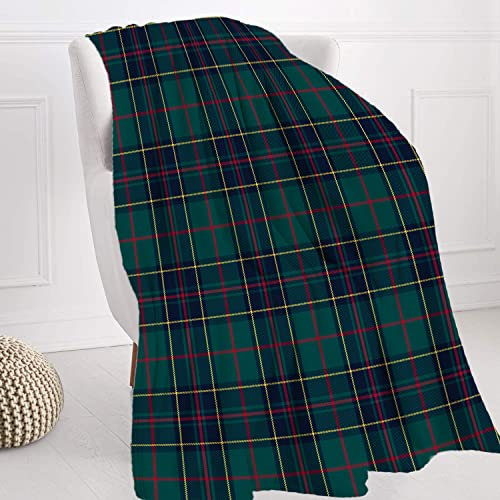 BaoNews Plaid Doux à Carreaux écossais, Vert, en Tissu sergé tissé Chaud, léger et Lavable, jeté de lit pour Adulte, canapé, lit, Chambre à Coucher, Salon, dortoir, 150 x 130 cm