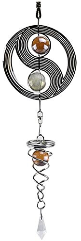 BAtlam Windspiele Metall-Windspiel, hängendes Windspiel Yin Yang mit Kristallkugel für Garten, Zuhause, drinnen und draußen