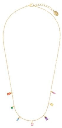 s.Oliver Kette mit Anhänger 925 Sterling Silber Damen Halsschmuck, mit Zirkonia synth., 42+3 cm, Gold, Kommt in Schmuck Geschenk Box, 2035510