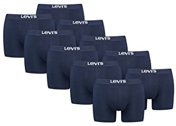 Levi's Solid Herren Boxershorts Unterwäsche aus Bio-Baumwolle im 10er Pack, Farbe:Navy, Bekleidungsgröße:L