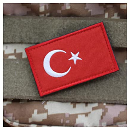 Guokuai 2 Stück Türkei-Flaggen-Aufnäher, bestickt, taktische Militär-Moral-Aufnäher, Klettverschluss für Rucksäcke, Hut, Kleidung, Westen