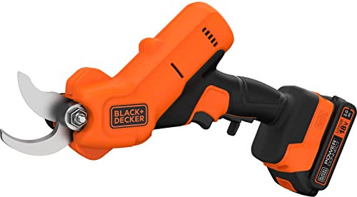 Black+Decker Sécateur électrique 18 V avec capacité de coupe de 25 mm avec 1 batterie 2 Ah et 1 chargeur