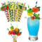 Paille Carton 50 Pièces Pailles à Cocktail en Papier Coloré 3D Pour Fête d'été Fête Hawaïenne Tropicale Décoration de Cocktail