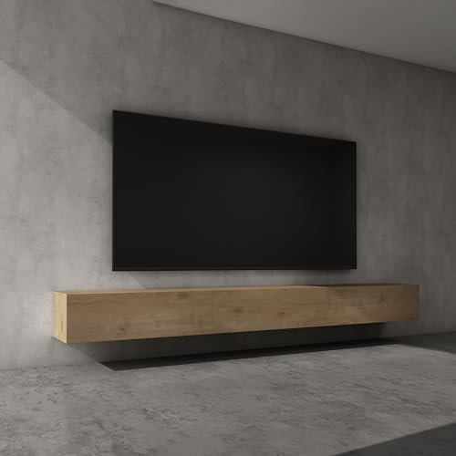 doporro TV Lowboard hängend Fernsehschrank Wohnzimmer | TV-Schrank hängend Fernsehtisch Fernsehschrank Hängeschrank 300cm