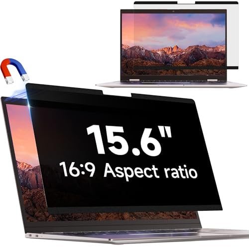 IPROKKO Magnetischer Laptop Sichtschutzfolie 15,6 Zoll 16:9, Abnehmbarer Sichtschutz Anti Blaulicht Blendschutz Blickschutzfolie Displayschutz Blickschutzfilter für Hp/Dell/Acer/Lenovo/ThinkPad/Asus