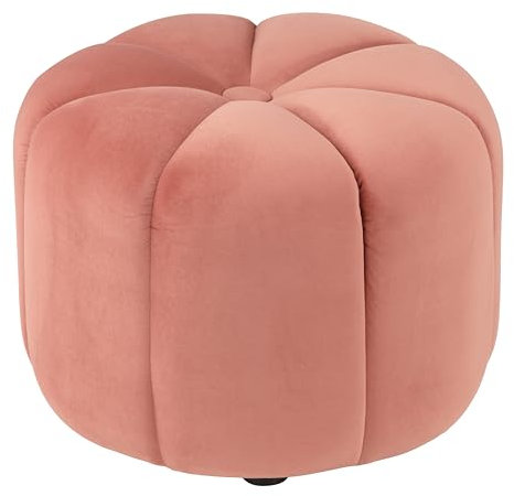 Baroni Home Pouf Poggiapiedi in Velluto a Forma di Fiore, Sgabello Imbottito Resistente per Interno per Camera da Letto, Soggiorno, 49x49x33 cm, Rosa Cipria