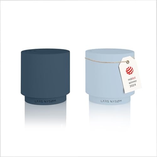 LARS NYSØM Salière et poivrière en acier inoxydable au design moderne et minimaliste, recharge facile (Blue)