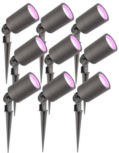 Ledvion - 9X RGBWW LED Strahler, Anthrazit, IP65, 5W, RGBWW, 2 Meter Kabel, LED Strahler, Außen Garten Spot