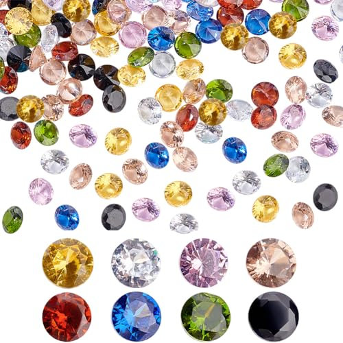 PH PandaHall 400 Stück 5mm Zirkonia Stein 8 Farben Rund Facettiert Strass Diamantsteine Edelsteine Lose CZ Steine Für Ring Ohrringe Armbänder Schmuck Basteln