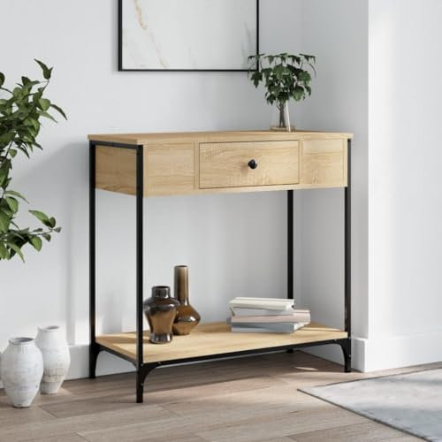 Coavain Table Console Chêne Sonoma 75x34,5x75cm Bois D'ingénierie Salle a Manger Complete Commode Entree Couloir Bureau Extensible Buffet Cannageeout de Canape Meuble Entree Rangement