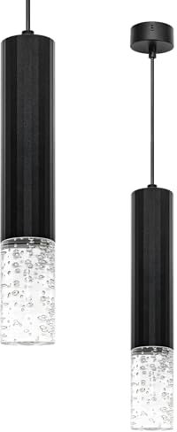 GeyouLux 2 Piezas Lampara Techo Colgante Burbujas de Cristal Lampara Techo Con Casquillo GU10 Aluminio 30CM Lamparas de Techo Negro Máximo 60W lampara colgante Para comedor,dormitorio(Sin Bombilla)