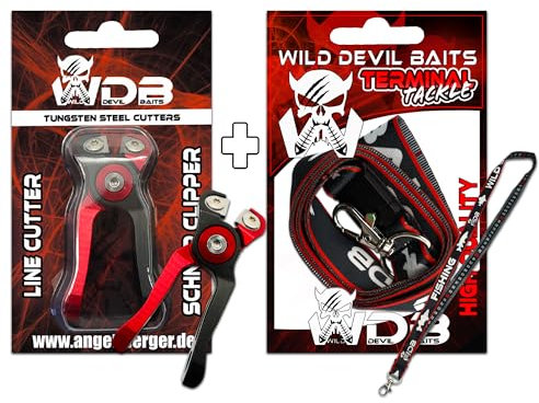 Angel-Berger Wild Devil Baits Line Cutter mit Lanyard mit Massband Schlüselband mit Measure Scale Tungsten Steel Schnur Clipper