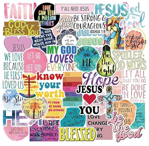 Bibel Aufkleber Bibelvers Aufkleber 50 Stück Aesthetic Christian Stickers für Laptop Skateboard Wasserflaschen,Geschenke für Erwachsene Kinder Christliche