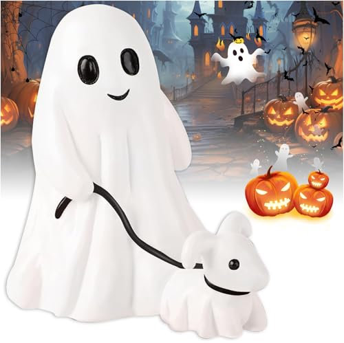 Ghost Walking Dog Statue,Halloween-Geister-Hundestatue,Halloween Geisterspaziergang Hund Statue,Halloween-Statue Desktop Ornamente Halloween Deko Outdoor & Indoor