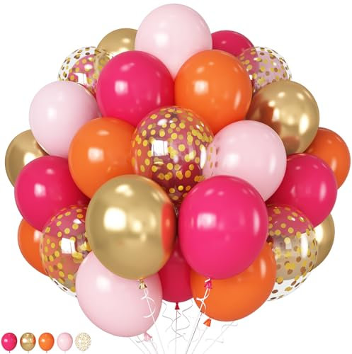 HILAVO Lot de 60 ballons en latex rose orange de 30 cm - Ballons d'automne - Orange pastel rose doré - Confettis à l'hélium - Pour Thanksgiving, automne, Halloween, anniversaire, fête prénatale