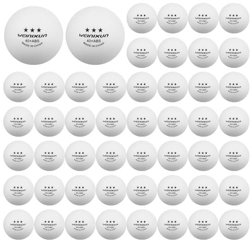 ktxaby 50 pelotas de ping pong, 3 pelotas de tenis de mesa, tamaño oficial 40+ ABS Competition Grade Ping Pong para competición y ocio, interior, entrenamiento al aire libre (blanco)