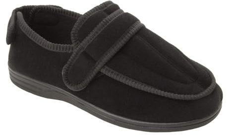 Jo & Joe Mens Black Extra Large Wide Fit Diabetic Orthopaedic Slippers with Wide Opening Large UK Sizes 13, 14, 15, 16 (Black, UK Footwear Size System, Adult, Men, Numeric, Wide, 13)
