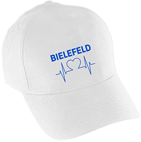 multifanshop Baseballcap - Bielefeld - Herzschlag - Druck blau - Mütze Größe one Size weiß