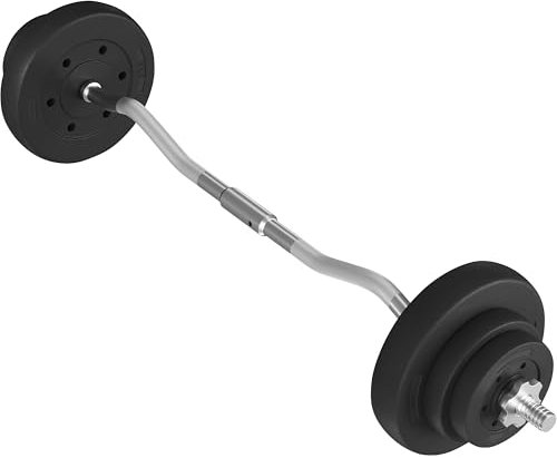 Yaheetech 20 kg SZ Curlset Langhantel-Set, SZ-Stange mit 6 Scheiben, Hantel-Set für Krafttraining, Curl-Stange mit Gewichten, Hantelstangenset SZ-Hantelset Curlset