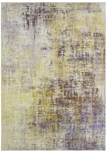 andiamo Teppich Pila | Dünner Designteppich für Wohnzimmer und Schlafzimmer | Abstrakt | Grün-Lila 120 x 170 cm