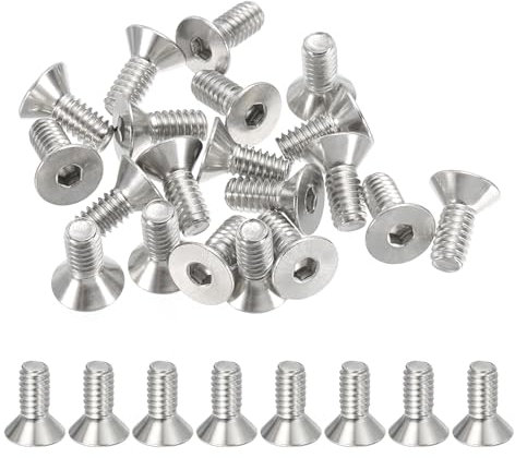 PATIKIL 1/4-20 x 5/8 Viti a Testa Svasata Piatta, 20pz Bulloni a Testa Piana Guida Esagonale Viti per Macchine Acciaio Inossidabile 304 18-8 Filettatura Completa Grado 6.8