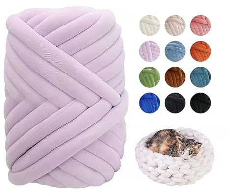 Naturezhen Filato Chunky, 500g Filato Gigante, Filato Grosso per Coperte, Grossa Super Morbida Lavabile per Borse, Coperte, Cestini, Nidi di Animali Domestici, Artigianato Fai-da-Te (Viola chiaro)