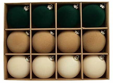 Weihnachtsbaumschmuck - 12 Stück Weihnachtskugeln, Weihnachtsbaumschmuck mit Baumanhängern, Partyzubehör für Krone, Urlaub, Hochzeit