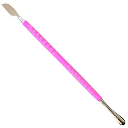 Professional Cuticle Pusher and Nail Cleaner – Double-Ended Stainless Steel Tool with Pink Handle, Gently Removes Overgrown Cuticles and Cleans Under Nails, Ideal for Gel Polish Removal