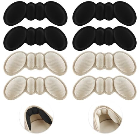 SUNNIFLY 4 paires de Coussinet Talon Chaussure, Protege Talon Chaussure, Coussin de Talon pour Homme et Femme, pour Remplir les Anneaux de Talon (2 Noir/2 Beige)