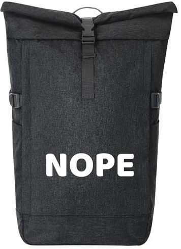 Huuraa Kurierrucksack Nope Schriftzug 30-44 Liter Black Melange Fairtrade Rolltop Rucksack Geschenkidee