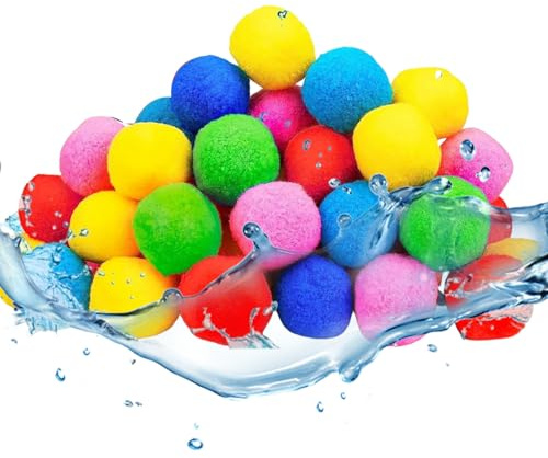 Zyntora Wiederbefüllbarer Wasserball | Wasserschwammbälle 60 Stück | Sofort Nachfüllbar Weicher spielzeug Familien Outdoor Spiele Für Garten Pool Mädchen Erwachsene