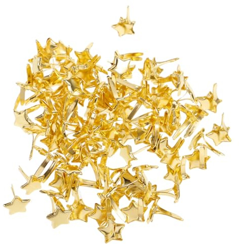 Gogogmee 100Pcs Multi-Function Clothing Rivets Metal Brads for DIY Crafting and Dressmaking Gold Star Split Pins Fasteners for Hats Scrapbooking Sewing Projects