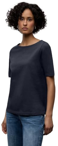 Street One Basic T-Shirt mit U-Boot-Ausschnitt Shadowed Navy 34