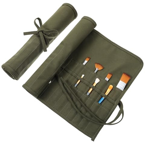 Xelsluthe Pinselhalter, 30 Steckplätze Stifterolle Leinwand Pinsel Organizer Halter, Künstler Malpinsel Aufbewahrung Etui Roll Pinseltasche Leinwand Tasche für Acryl Öl Aquarell Gouache Kunstbedarf